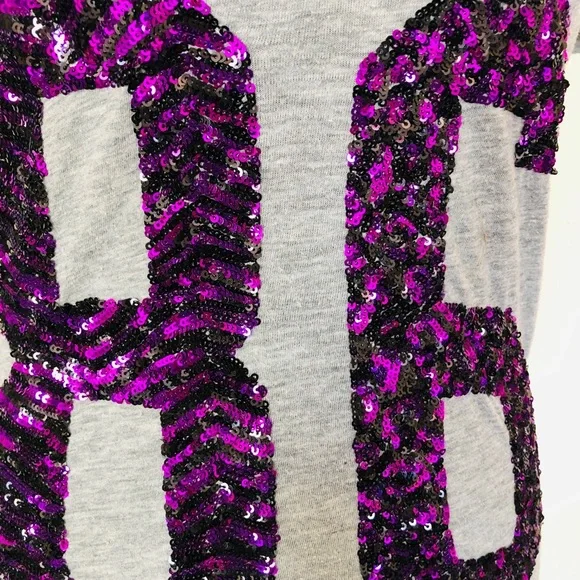 Victoria's Secret Gray Tee with Purple Sequin Accents - Picture 3 of 5